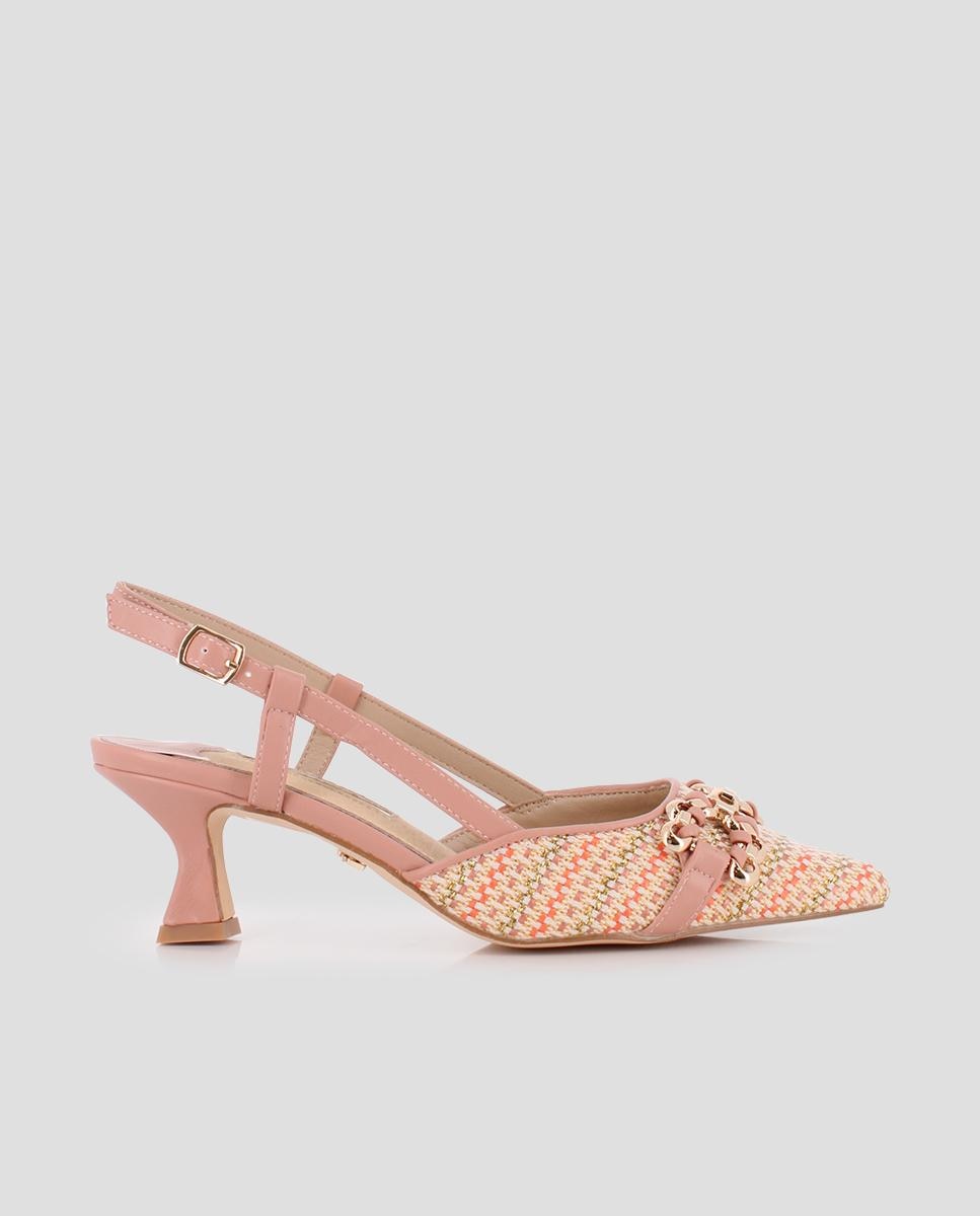 Imagem 0 de Sapatos de Salto com o Calcanhar Aberto e Metalizados