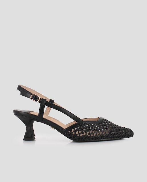 Imagem 0 de Sapatos de Salto com o Calcanhar Aberto e Efeito Rede