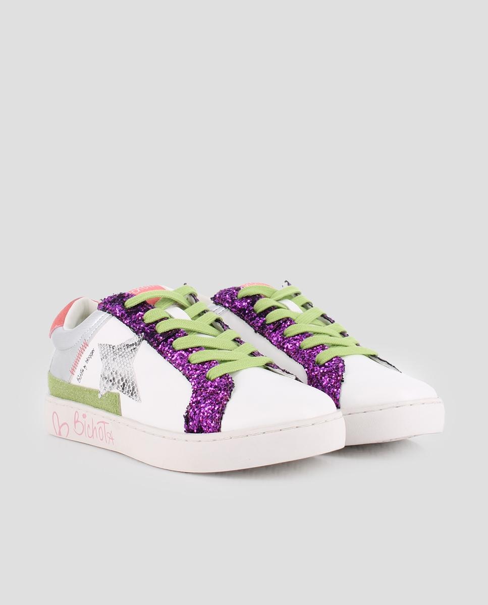 Sapatilhas Desportivas com Detalhe de Purpurina e Estrela Decorativa Prata-2