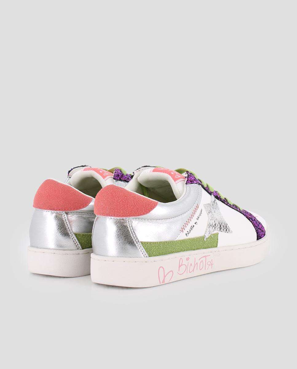Sapatilhas Desportivas com Detalhe de Purpurina e Estrela Decorativa Prata-3