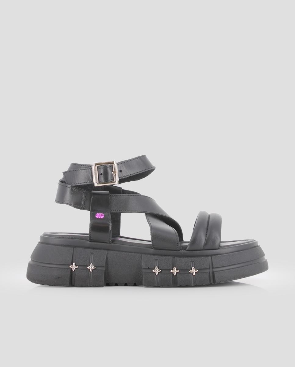 Imagem 0 de Sandálias de Plataforma em Pele em Preto