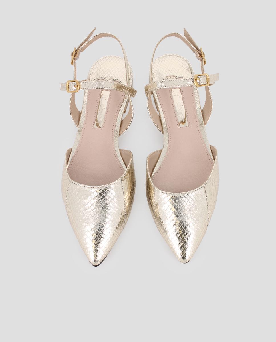 Sabrinas com o Calcanhar Aberto e Fecho de Fivela Ouro-5