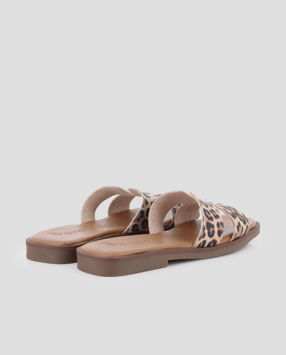 Sandálias Rasas de Pele Tipo Pala Multicolor-3