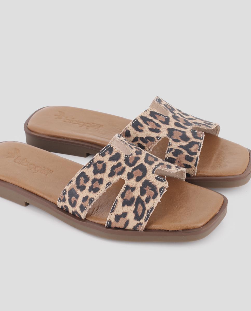 Sandálias Rasas de Pele Tipo Pala Multicolor-4