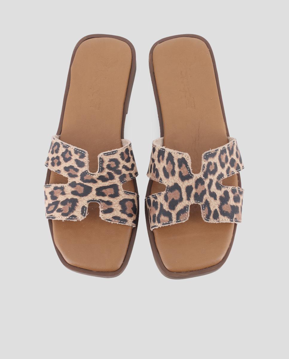 Sandálias Rasas de Pele Tipo Pala Multicolor-5