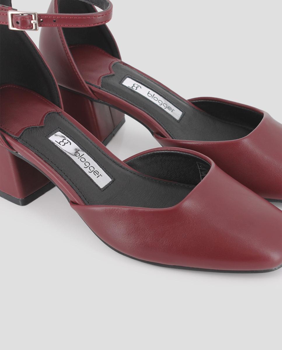 Sapatos de Salto com Fecho de Pulseira no Tornozelo Bordeaux-4