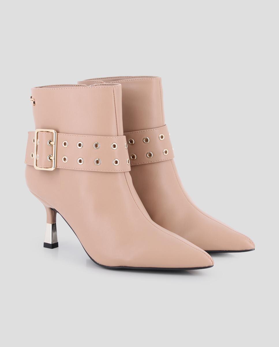 Botins Elegantes com Tacão Fino Rosa-pastel-2