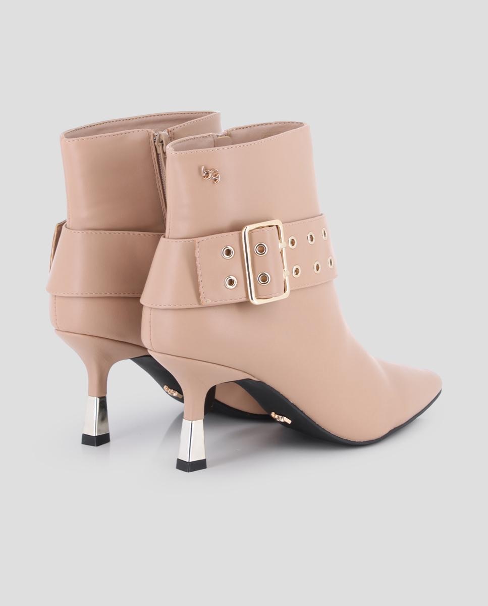 Botins Elegantes com Tacão Fino Rosa-pastel-3