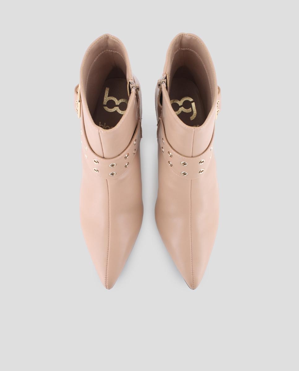 Botins Elegantes com Tacão Fino Rosa-pastel-5