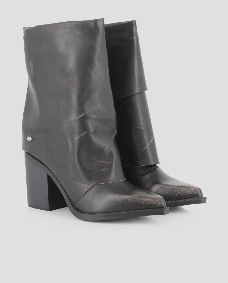 Botins com Capa e Tacão Largo Preto-2