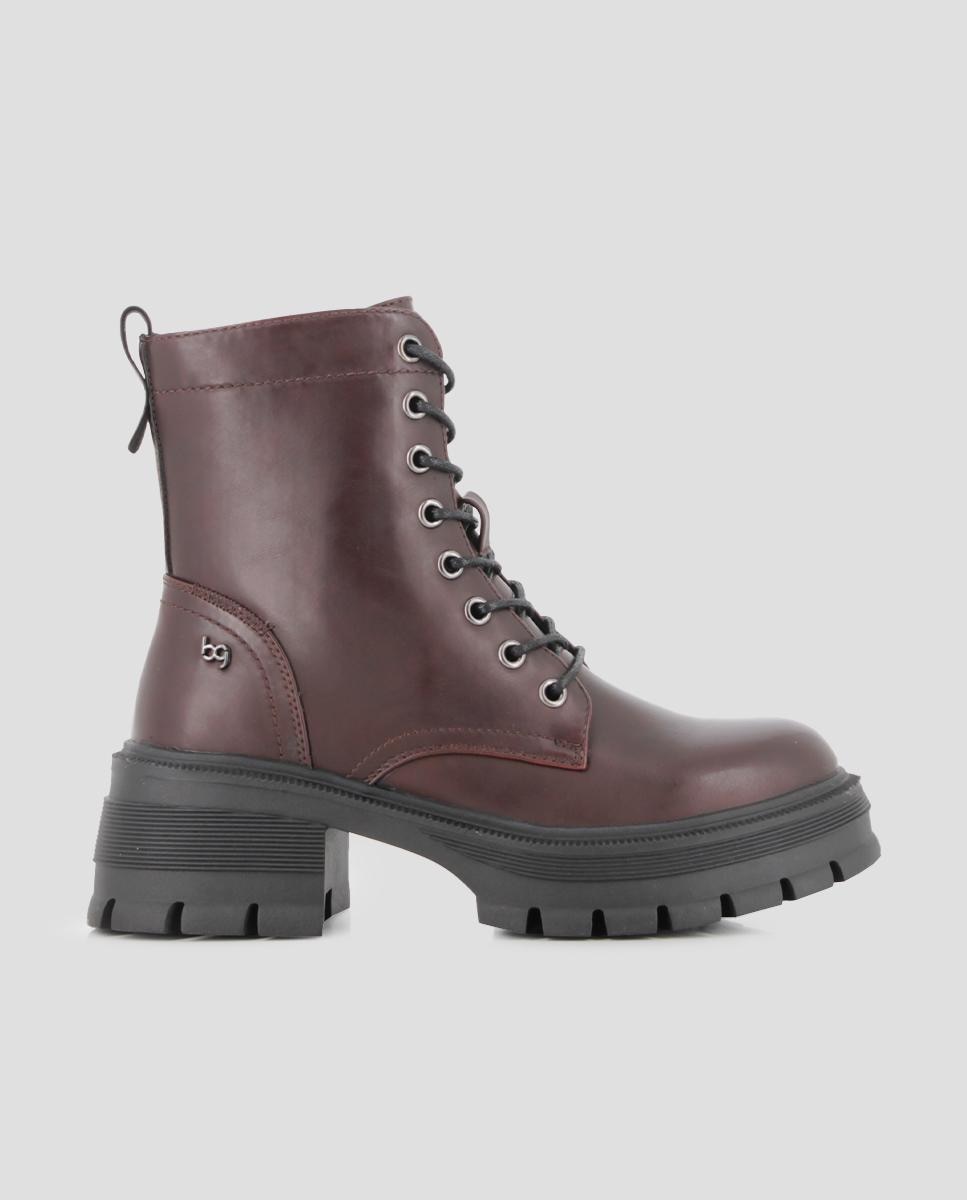 Botins Sola Track Estilo com Plataforma e Fecho Zip Castanho-1