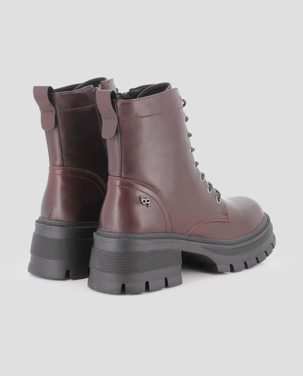Botins Sola Track Estilo com Plataforma e Fecho Zip Castanho-3