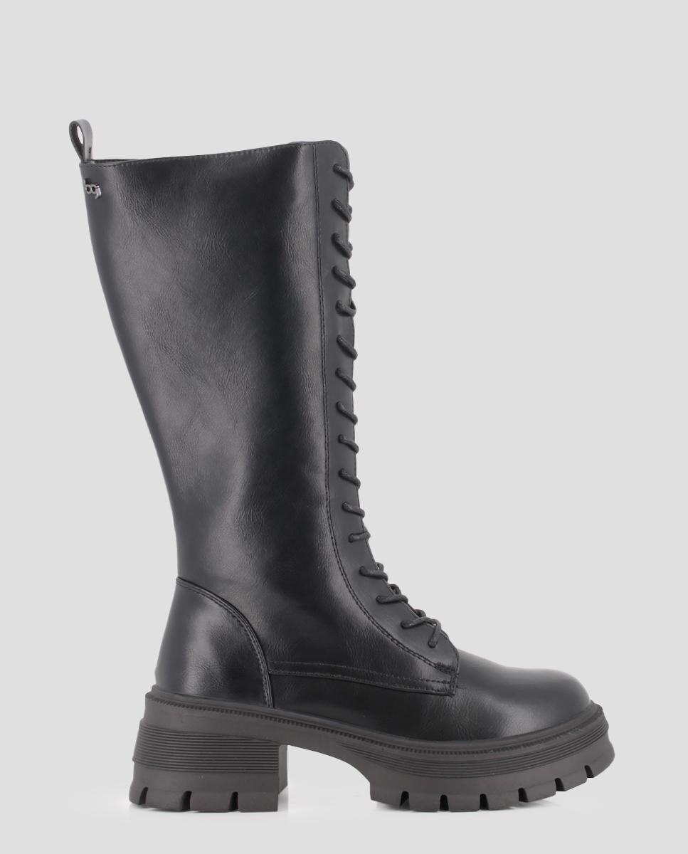 Imagem 0 de Bota Sola Track de Cano Alto com Plataforma e Fecho Zip Lateral