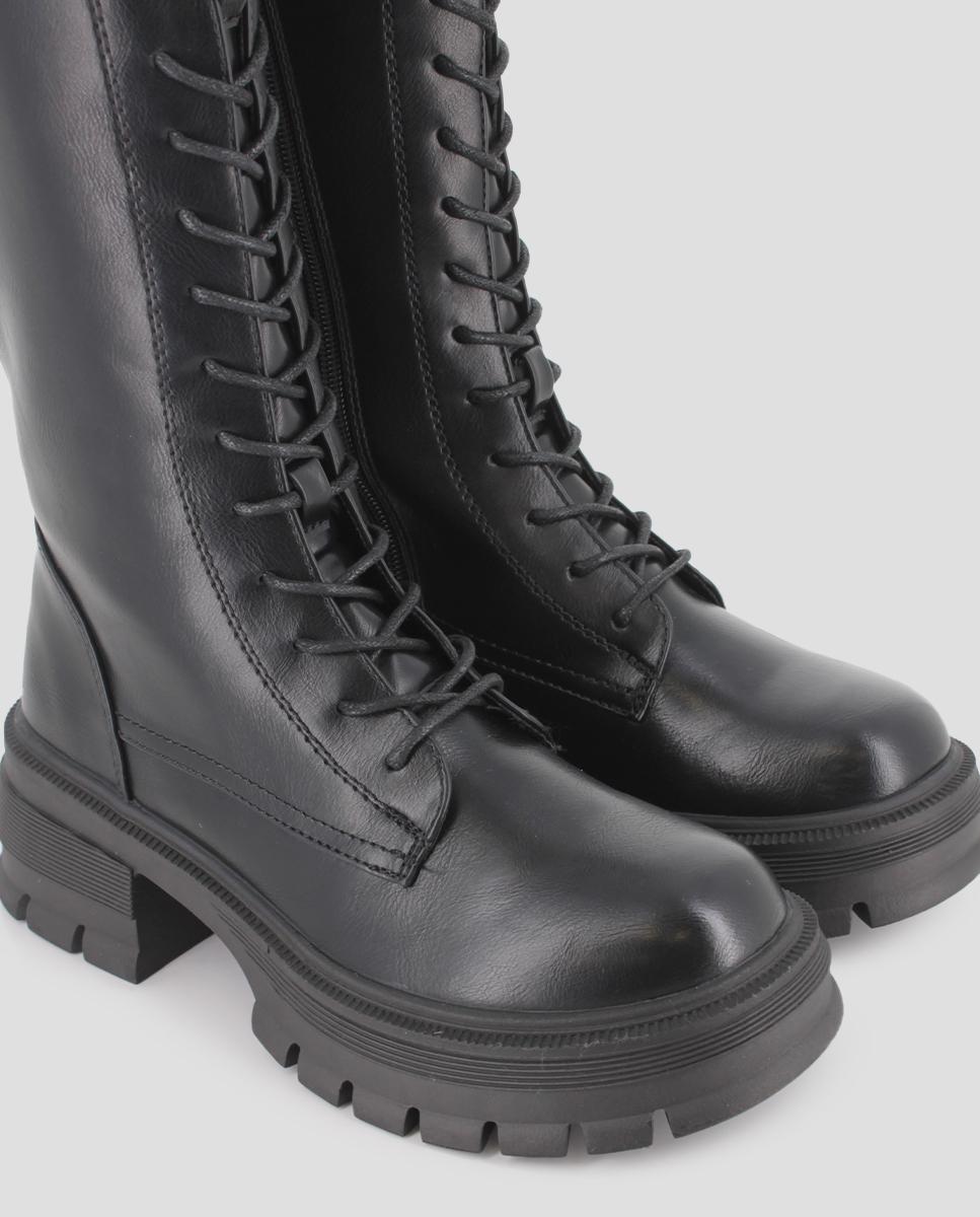 Bota Sola Track de Cano Alto com Plataforma e Fecho Zip Lateral Preto-4