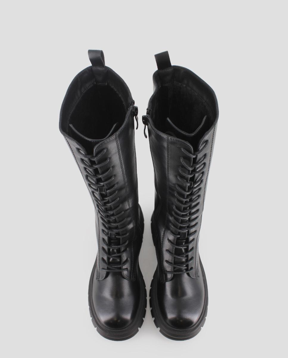 Bota Sola Track de Cano Alto com Plataforma e Fecho Zip Lateral Preto-5