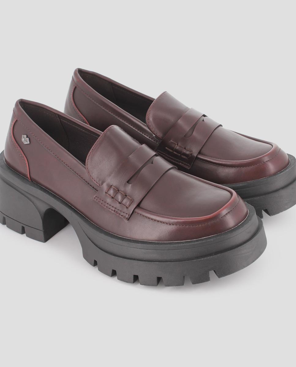 Mocassins com Design Clássico e Sola Track Bordeaux-4