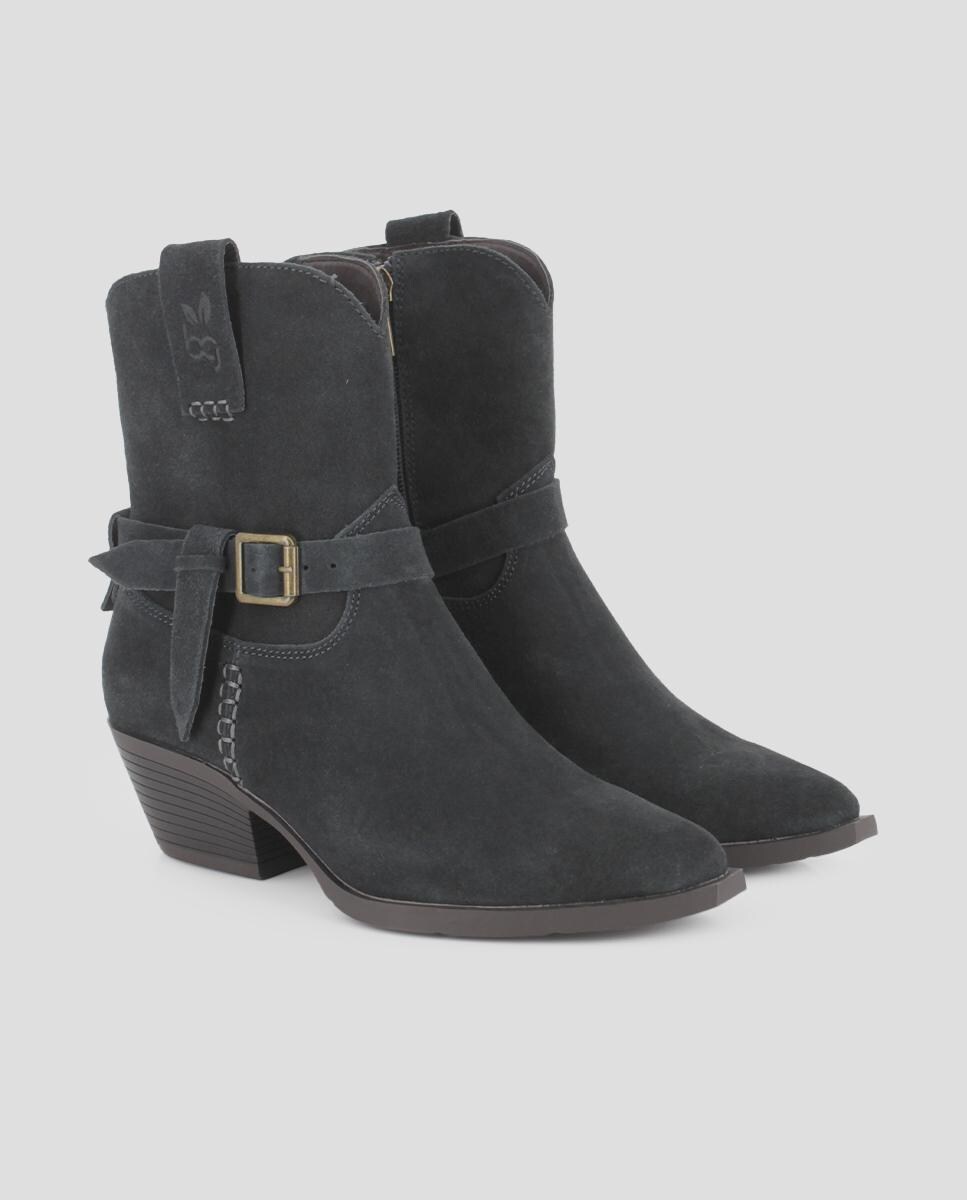 Botins Cowboy em Pele de Camurça com Tacão Estilo Cubano Verde-militar-2