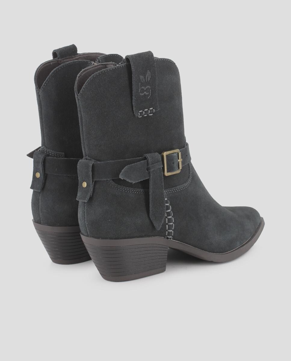 Botins Cowboy em Pele de Camurça com Tacão Estilo Cubano Verde-militar-3