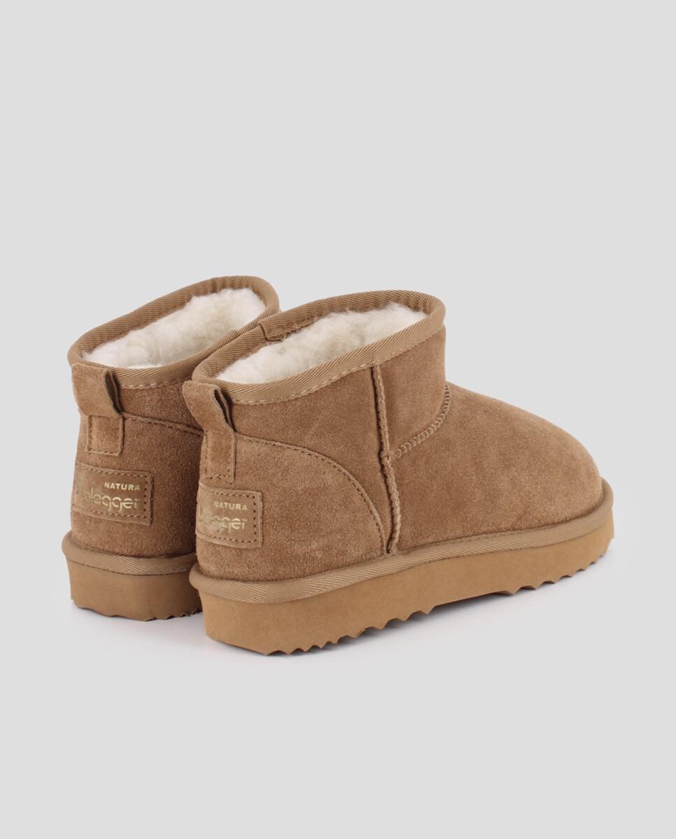 Botins Estilo Australiano de Sola Rasa em Pele Castanho-3