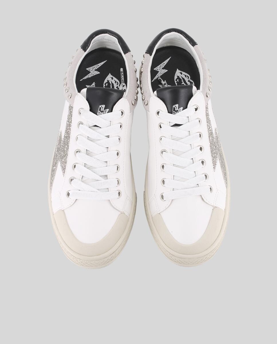 Sapatilhas Desportivas com Tachas e Purpurina Branco-5