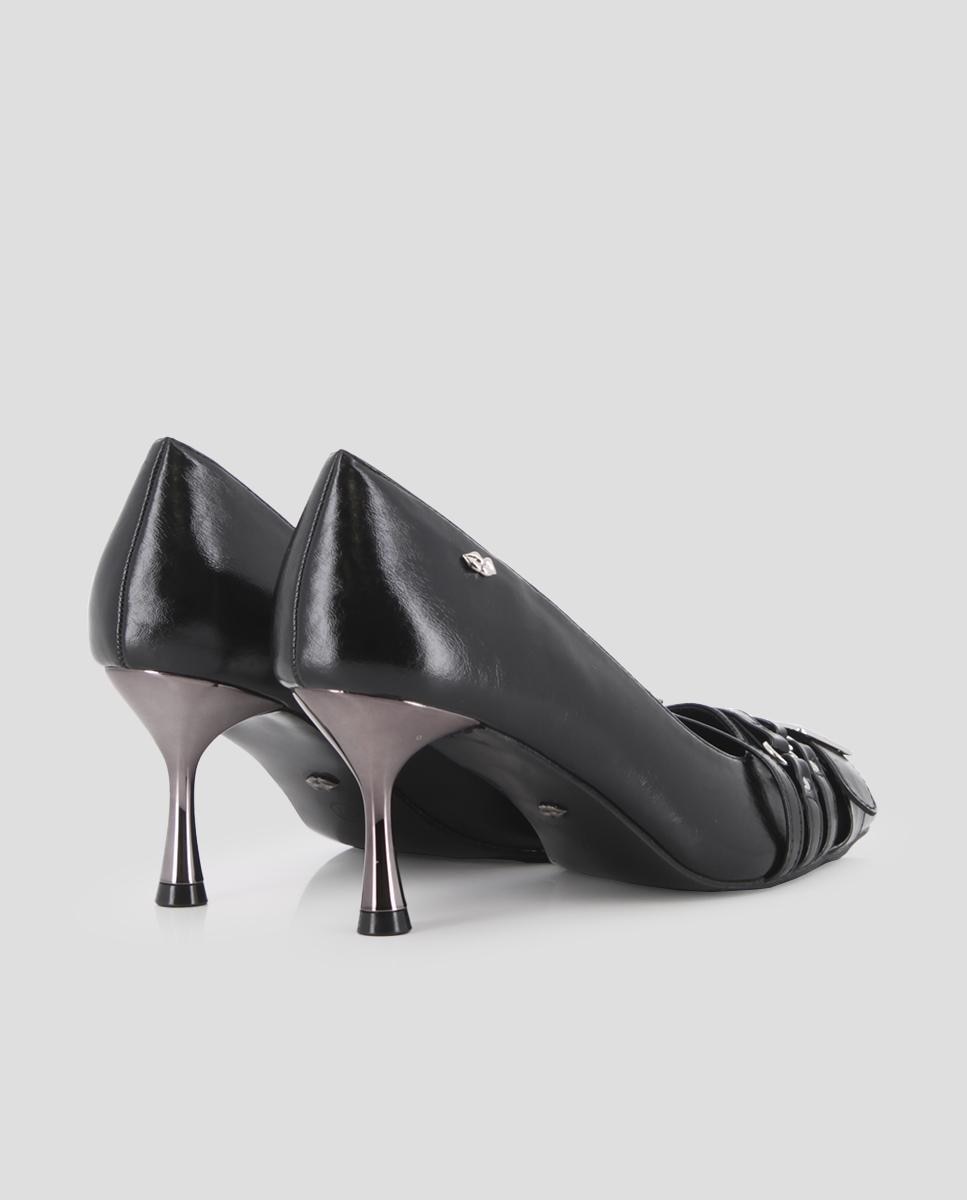 Sapatos de Salto com Detalhes de Ferragens e Fivelas Preto-3