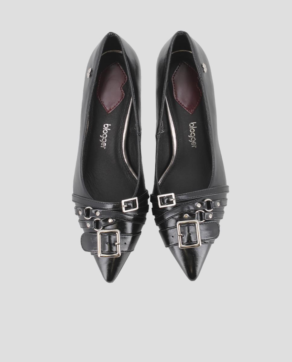 Sapatos de Salto com Detalhes de Ferragens e Fivelas Preto-5