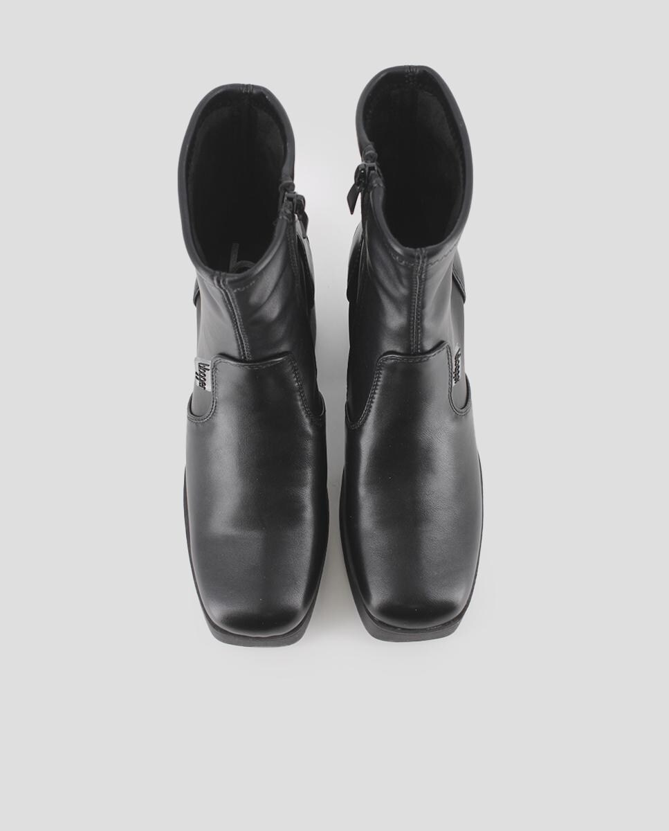 Botins Elásticos com Salto Alto e Largo Preto-5
