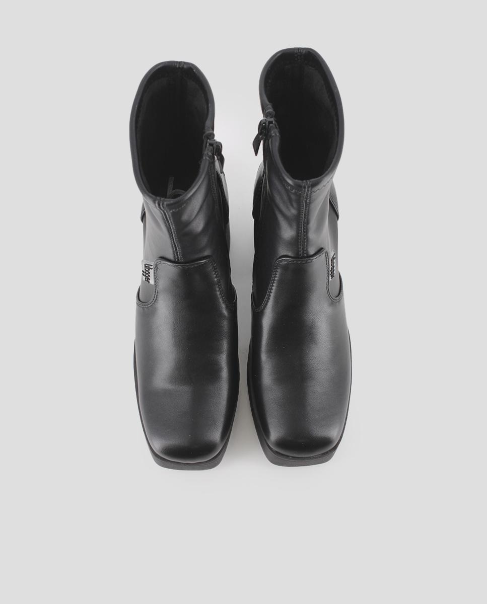 Botins Elásticos com Salto Alto e Largo Preto-5