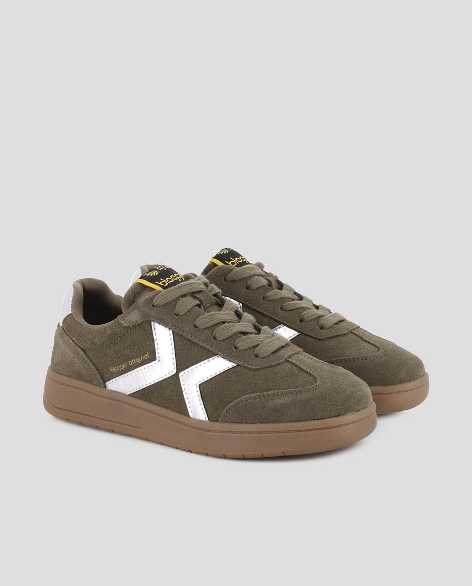 Sapatilhas Desportivas com Detalhes Metálicos e Atacadores Verde-militar-2