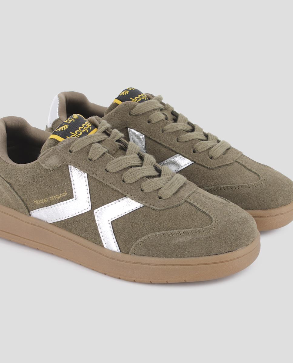 Sapatilhas Desportivas com Detalhes Metálicos e Atacadores Verde-militar-4
