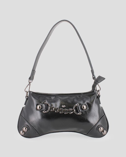 Imagem 0 de Mala de Ombro Pequena com Design Assimétrico e Detalhe de Corrente