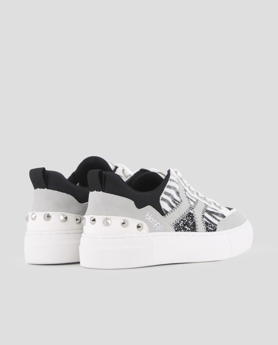 Sapatilhas Chunky com Estampado e Purpurina Preto / Branco-3