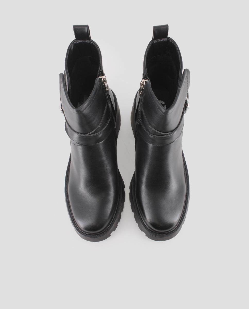 Botins com Sola Track de Salto Largo e Fivela na Lateral Preto-5