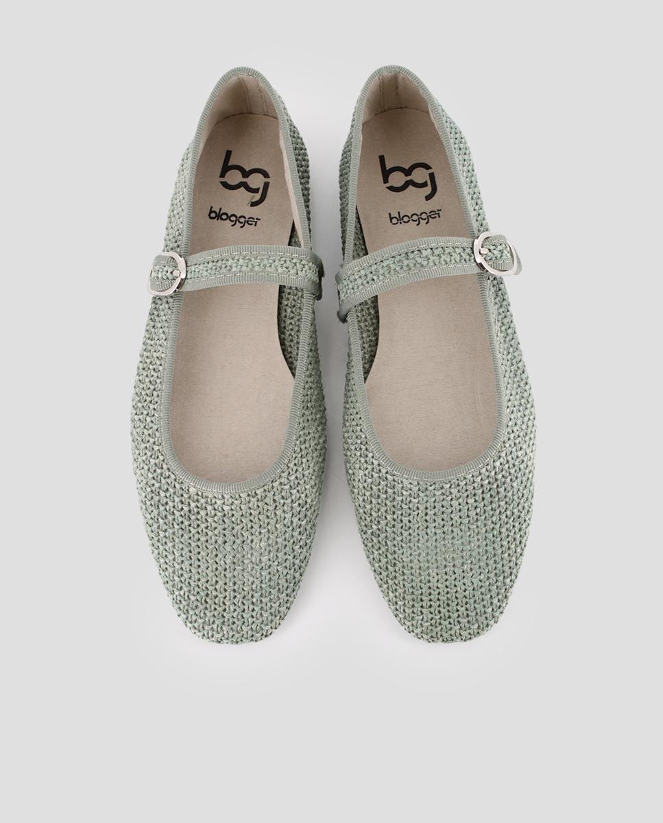 Sabrinas Rasas com Fecho de Fivela Verde-5