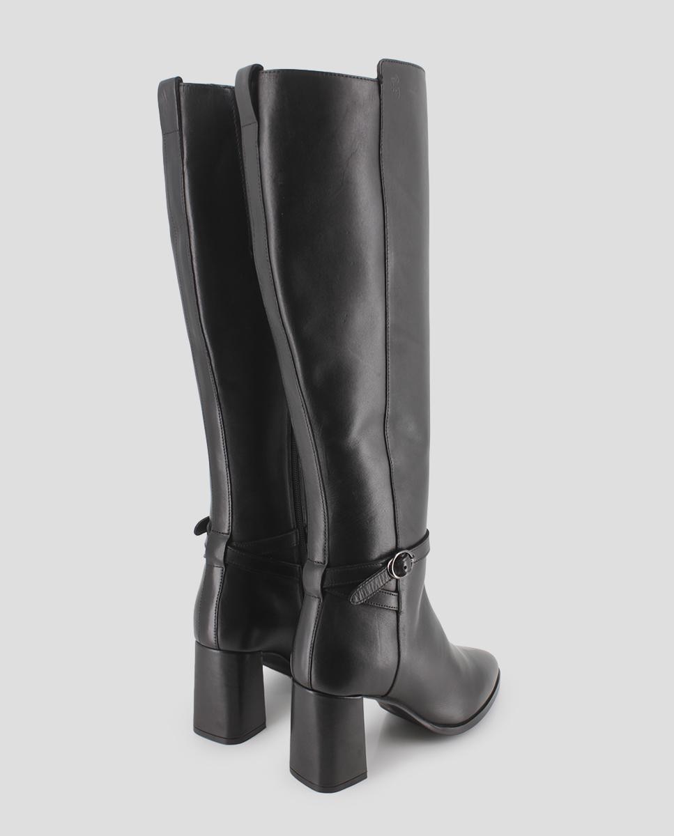 Botas Cano Alto em Pele de Salto Alto Preto-3