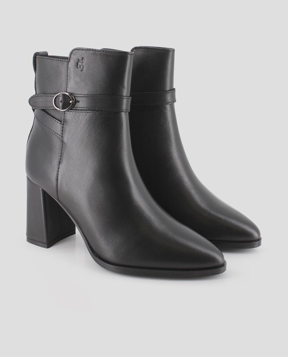 Botins Clássicos em Pele com Salto Alto Preto-2