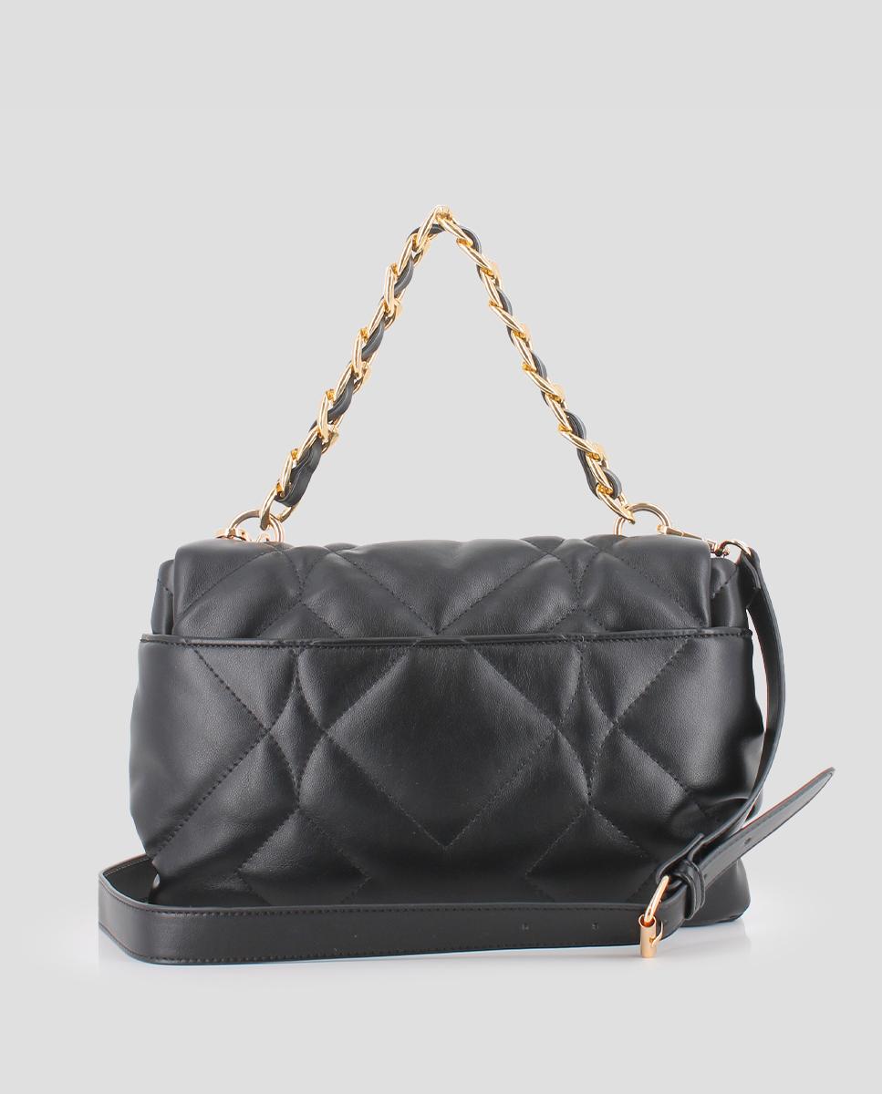 Mala de Ombro com Textura Acolchoada e Strap de Corrente Preto-3