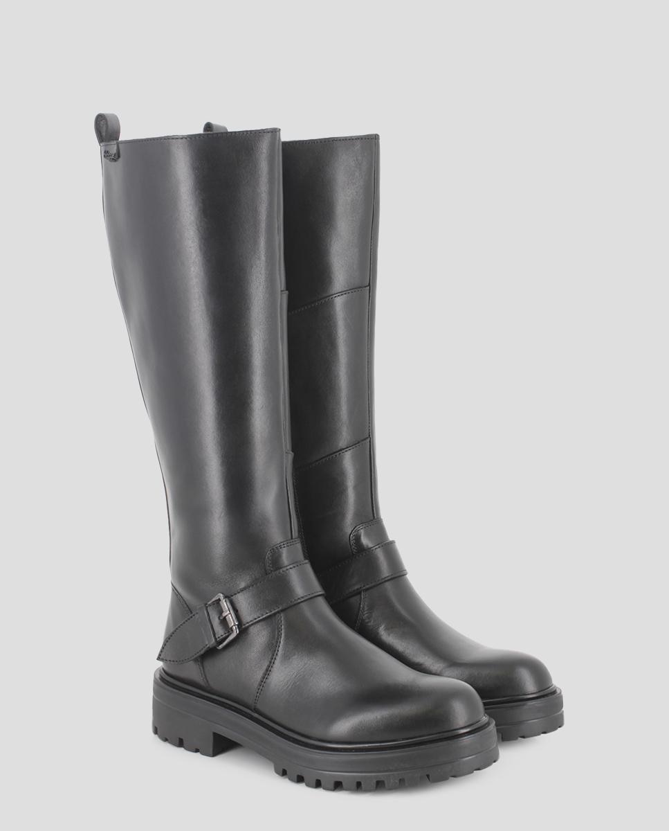 Botas de Cano Alto com Detalhe de Fivela Preto-3
