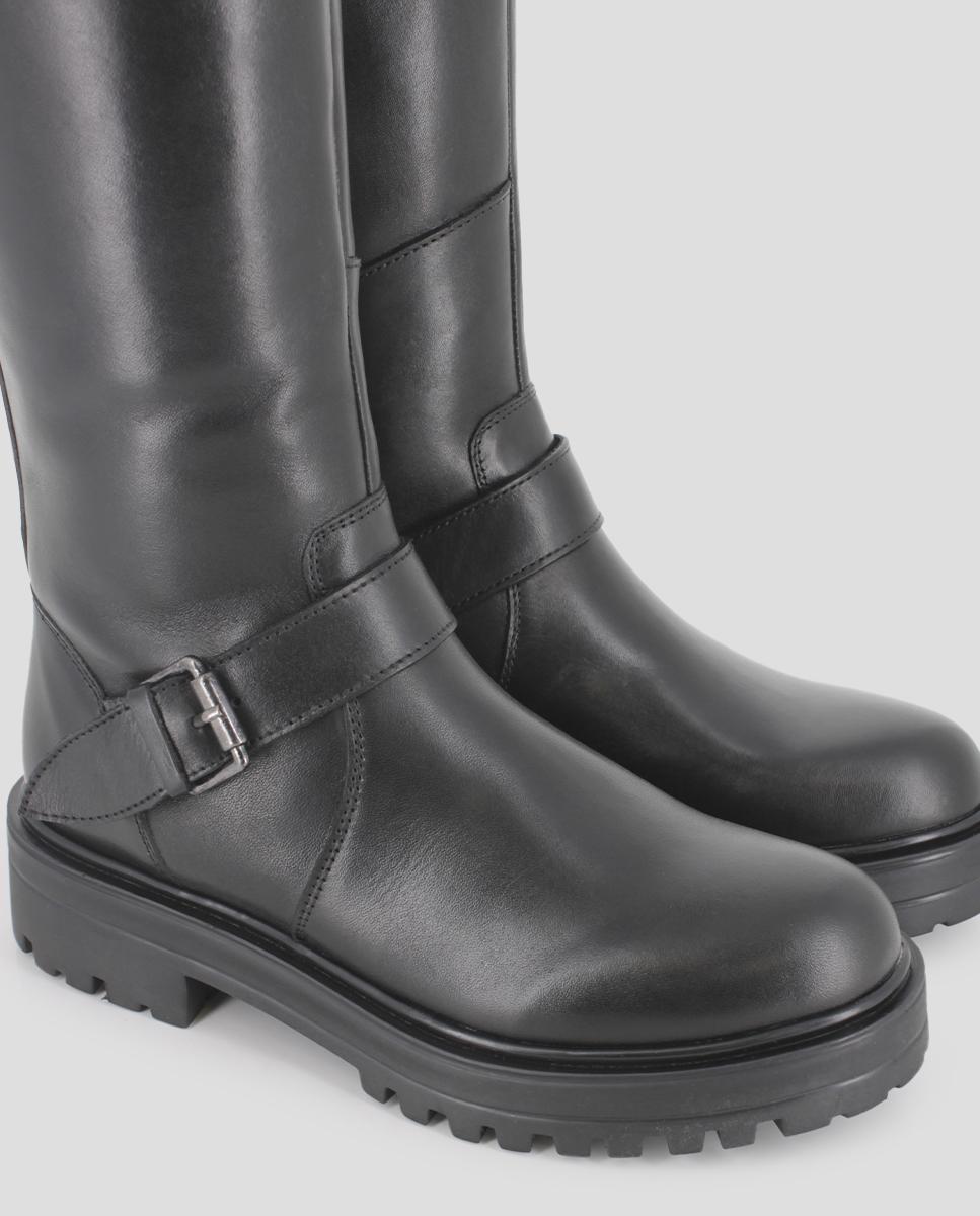 Botas de Cano Alto com Detalhe de Fivela Preto-5
