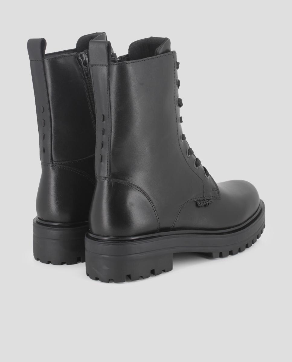 Botins Estilo Militar com Atacadores e Fecho Zip Preto-4