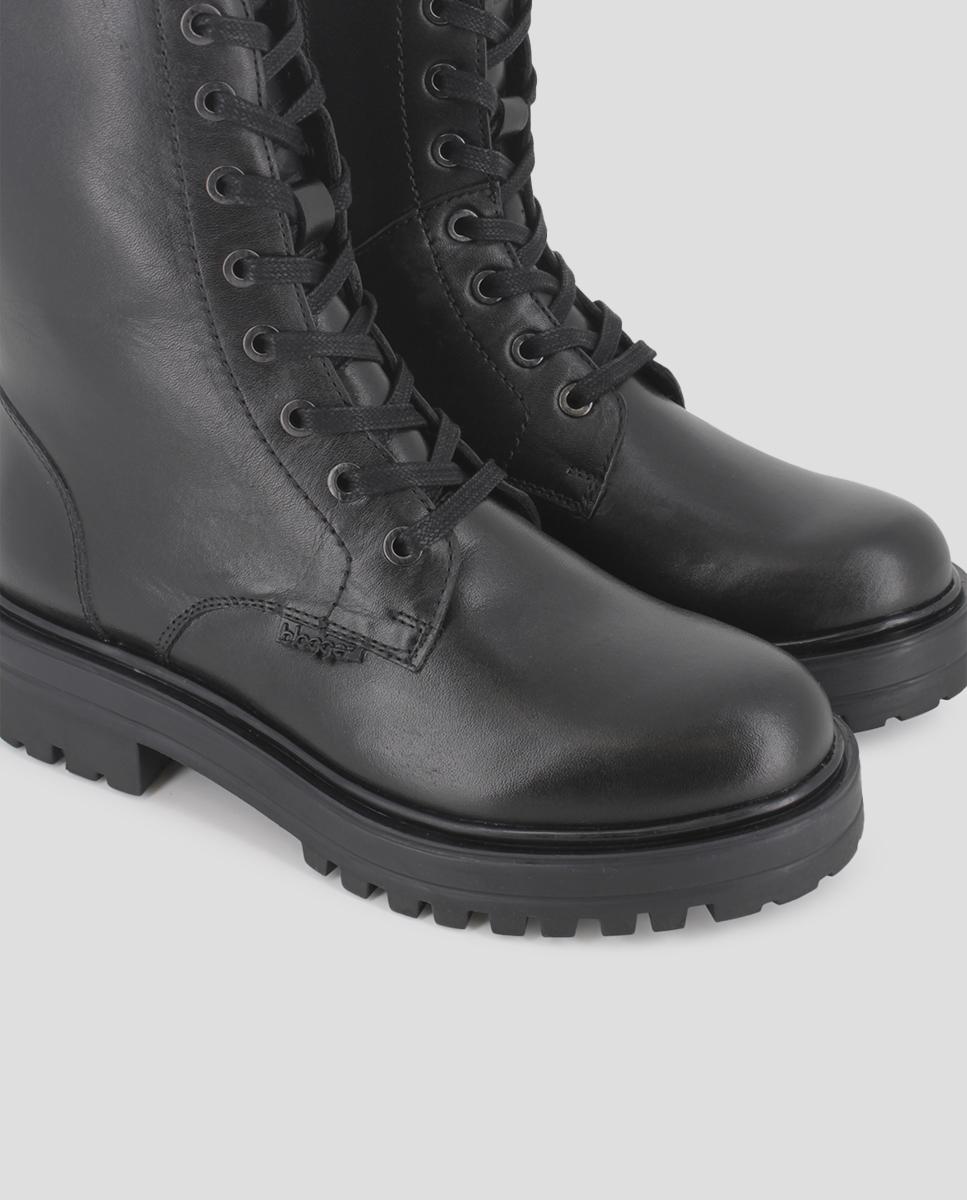 Botins Estilo Militar com Atacadores e Fecho Zip Preto-5