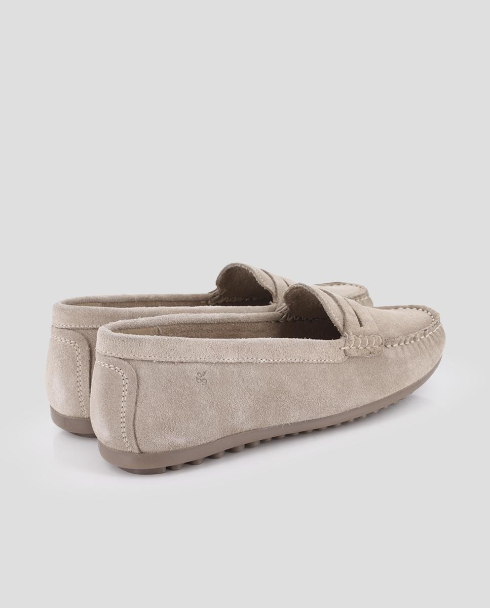 Mocassins Rasos de Pele Bege-3