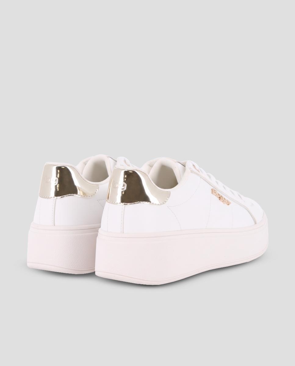 Sapatilhas Básicas com Plataforma e Atacadores Ouro-3