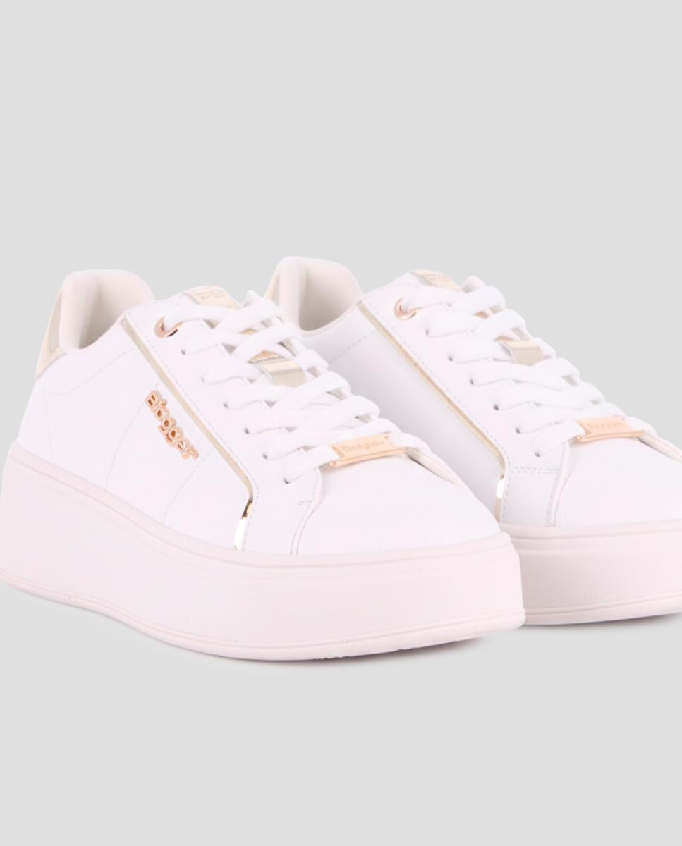 Sapatilhas Básicas com Plataforma e Atacadores Ouro-4