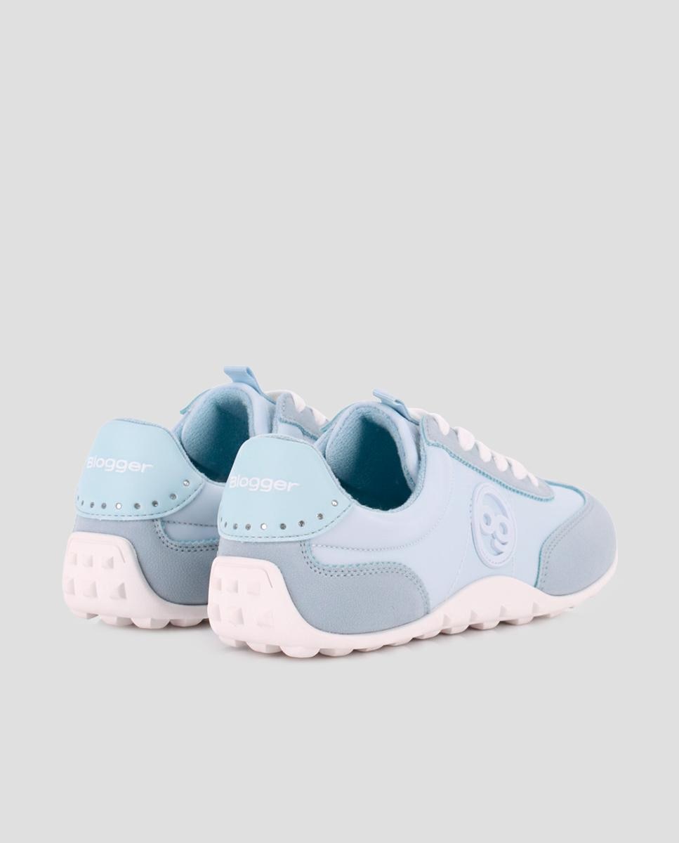 Sapatilhas Básicas com Atacadores e Logo Lateral Azul-claro-3