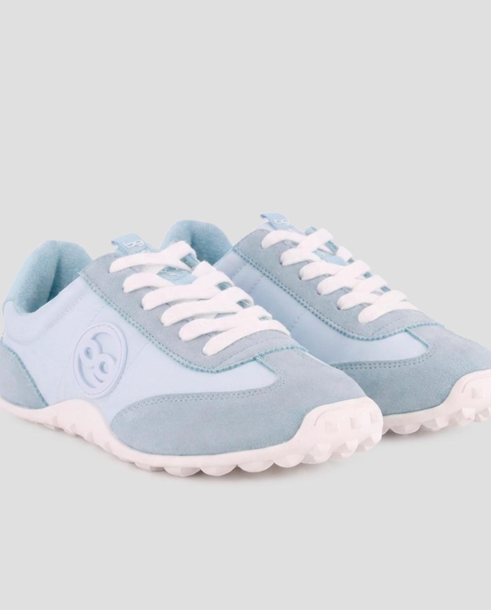 Sapatilhas Básicas com Atacadores e Logo Lateral Azul-claro-4