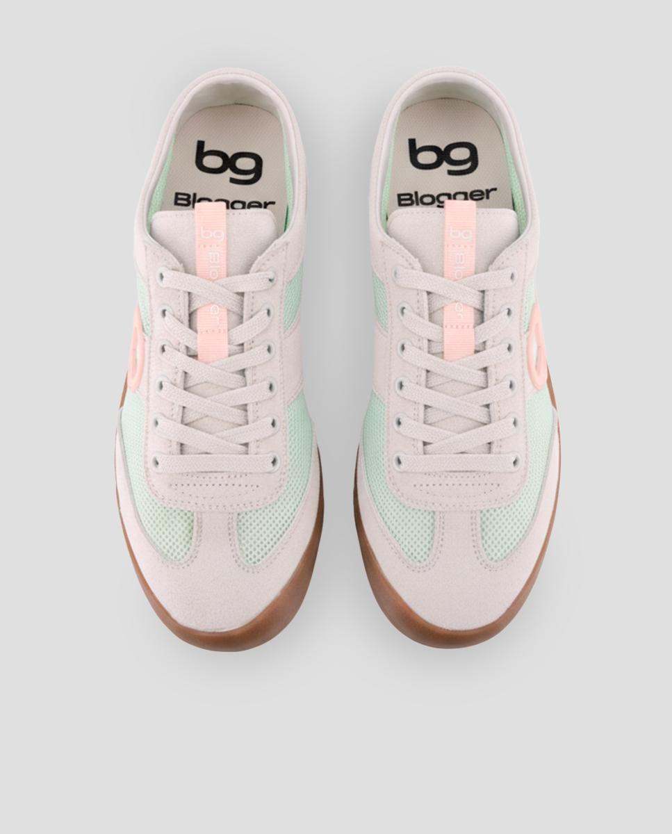 Sapatilhas Desportivas de Pele com Malha Verde-menta-5