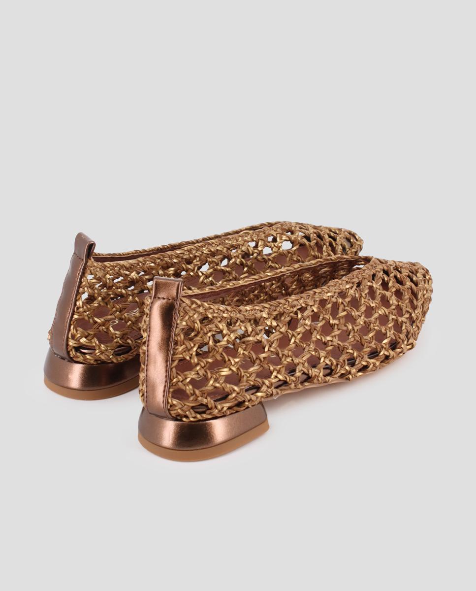 Sabrinas de Salto com Tecido Estilo Rede e Biqueira Ouro-3