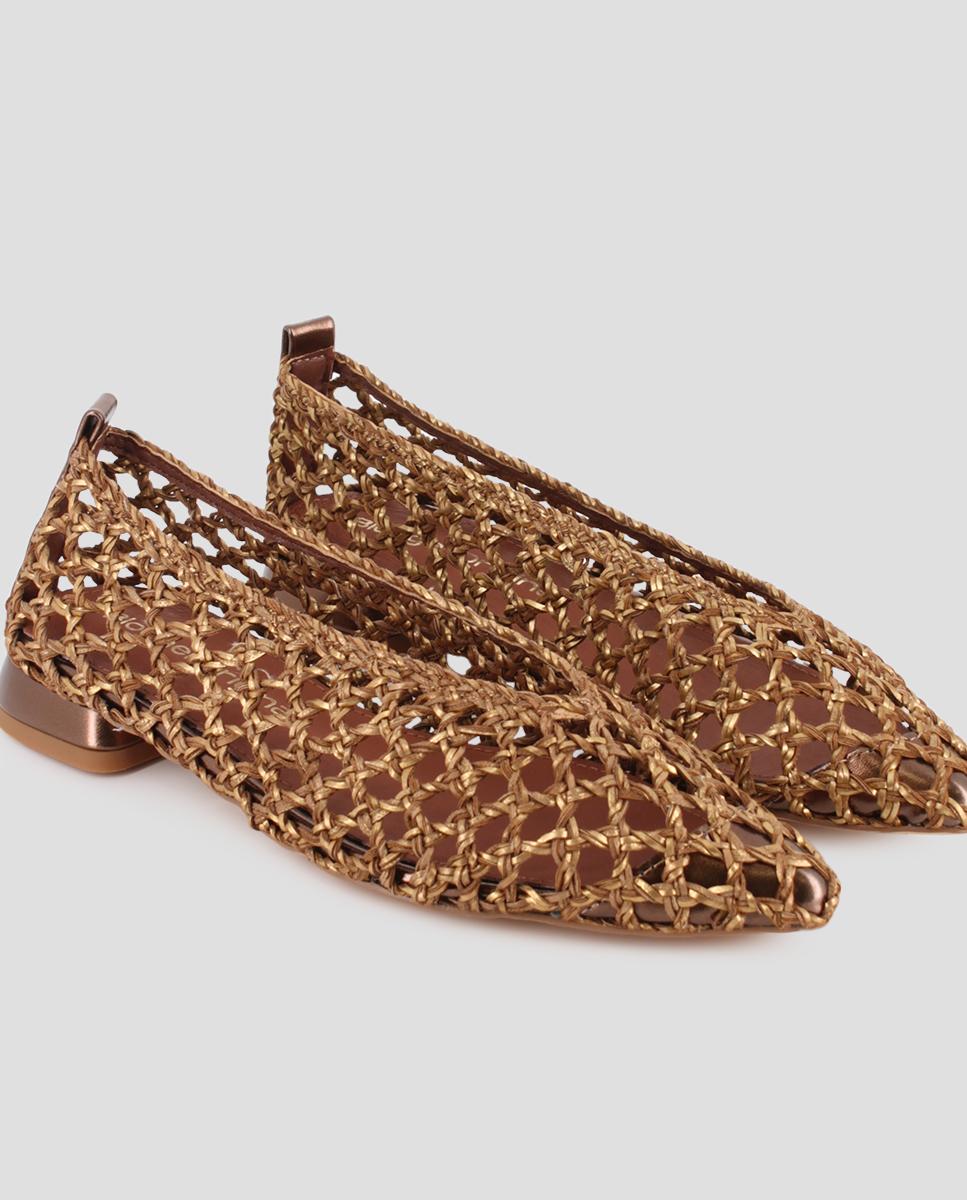 Sabrinas de Salto com Tecido Estilo Rede e Biqueira Ouro-4