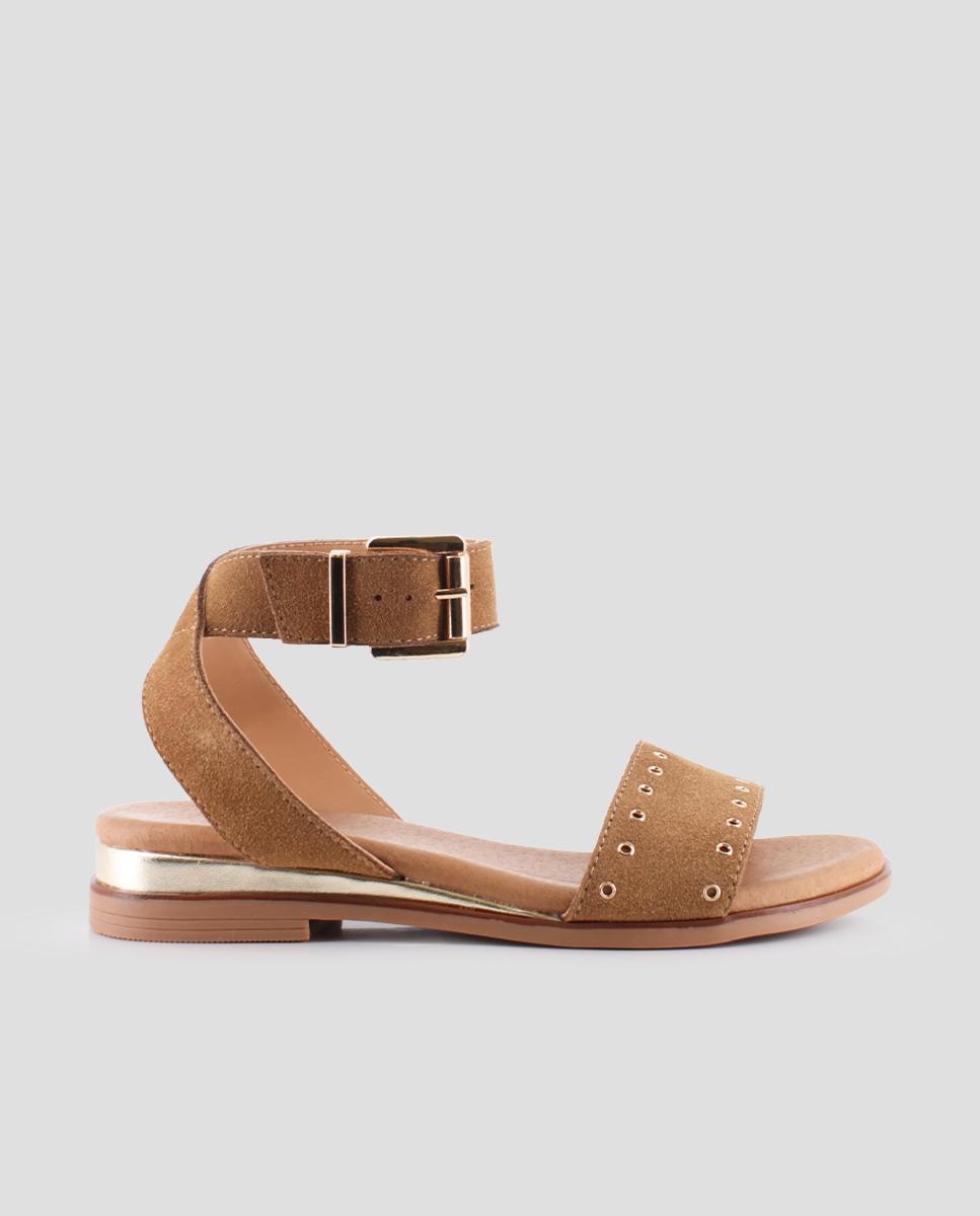 Imagem 0 de Sandálias de Tira Planas de Pele